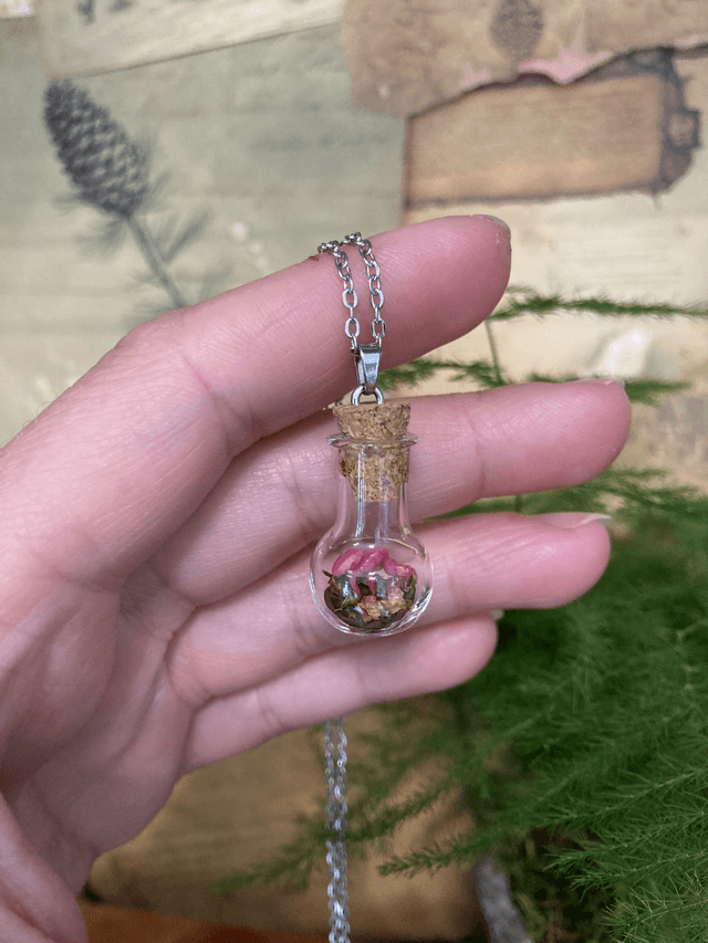 Pendentif champignon rose