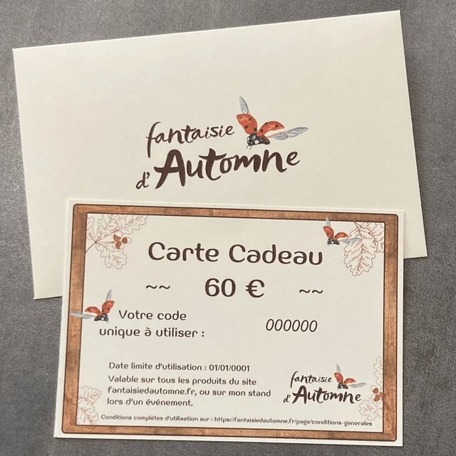 Carte cadeau imprimée ~ montant au choix