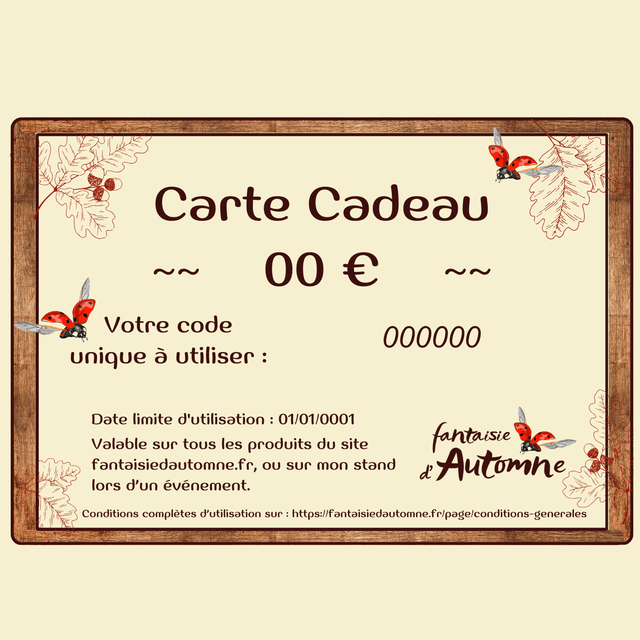 Carte cadeau imprimée ~ montant au choix