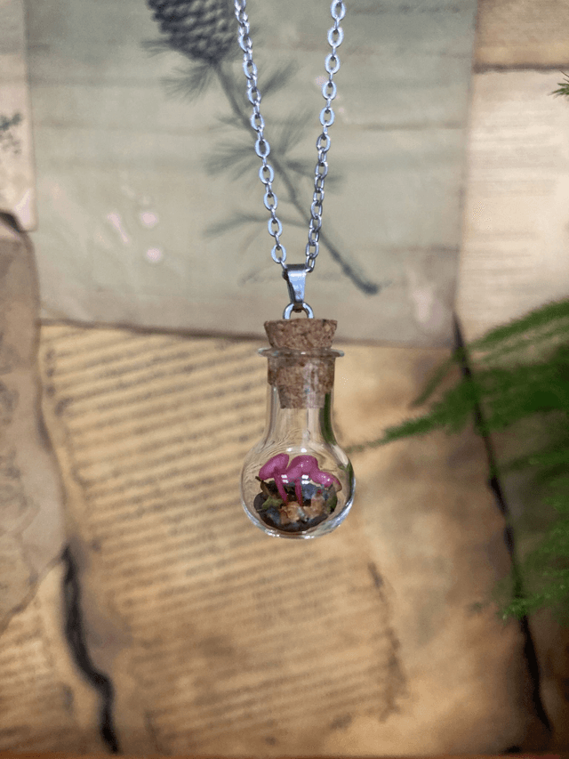Pendentif champignon rose