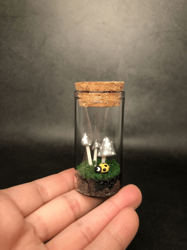Argenté coccinelle jaune